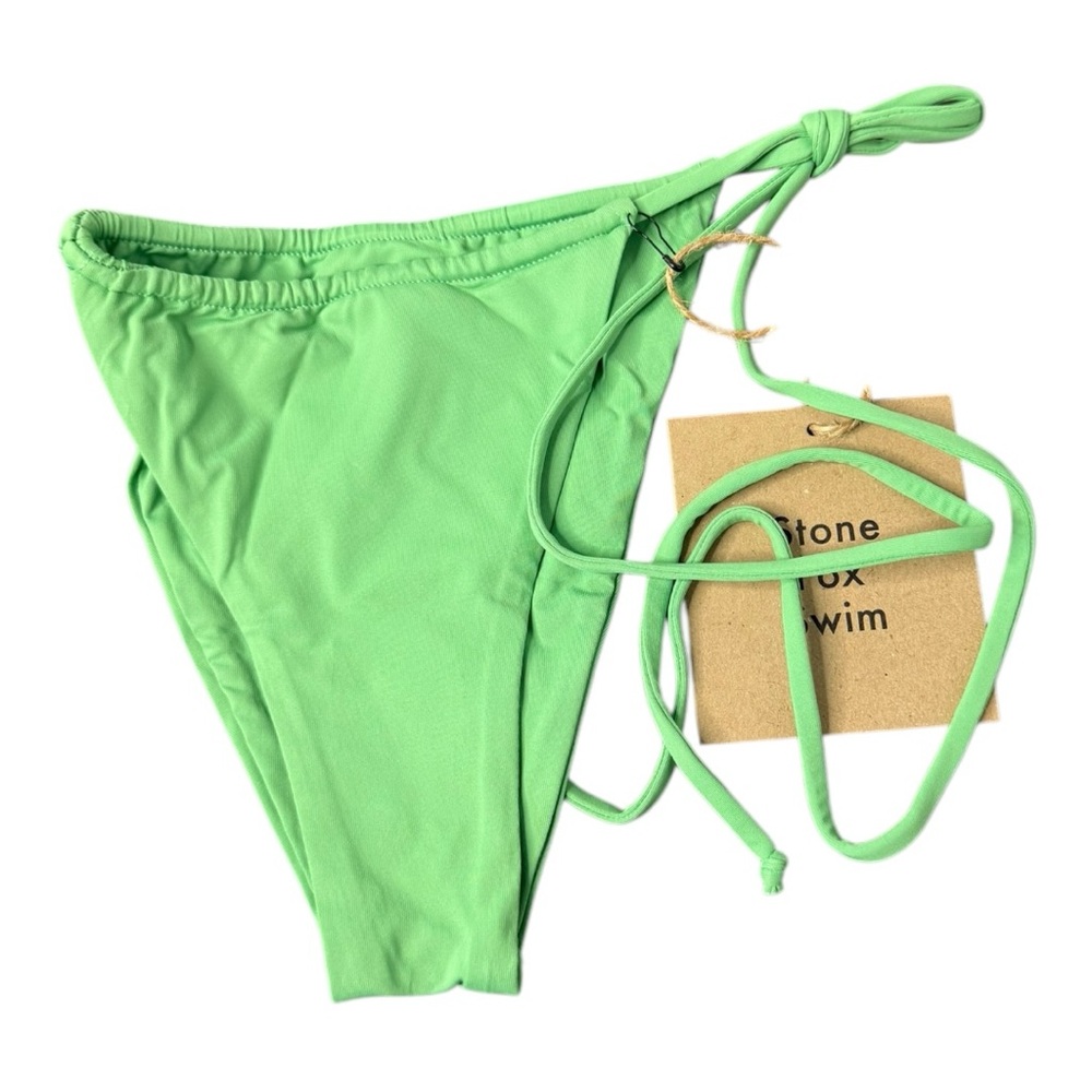Stone Fox‎ Swim River String Bikini Bottom in Apple Mint Green XS NWT